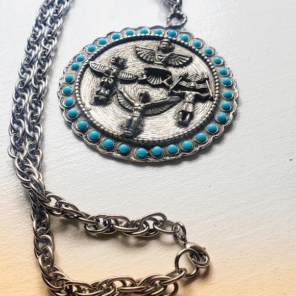 Vintage Navajo Native American Indian Mexican Pendant Necklace - Picture 4 of 7